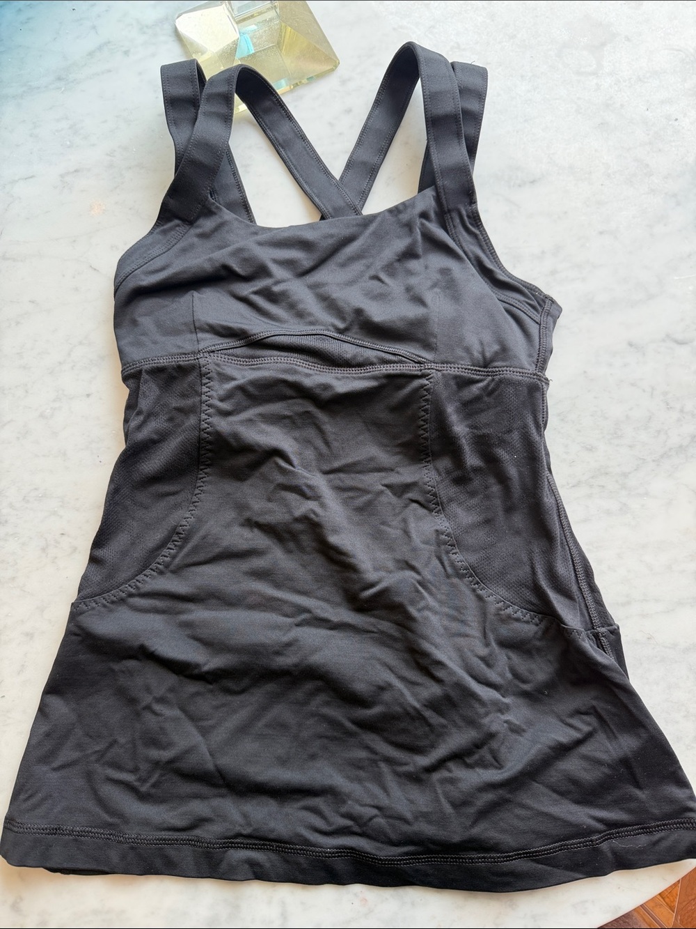 Black Athletic Lululemon Tank with Cross Straps